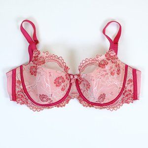 🖤SOLD🖤 Soma Flirtation Lined Lace Balconet Bra Peony Pink/Ruby Size: US 34DDD